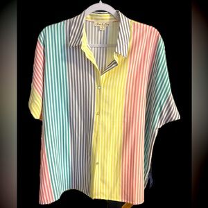 Vine & Love Yellow and Blue Casual Button Down Shirt